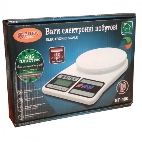 Электронные Кухонные Весы кухонные 10 кг BITEK BT-400 + Батарейки