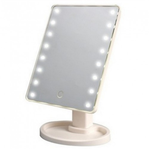 Настольное зеркало WH-085 с подсветкой 16 LED MIRROR 21.5x17 см Белые Настольное зеркало WH-085 с подсветкой 16 LED MIRROR 21.5x17 см Белые