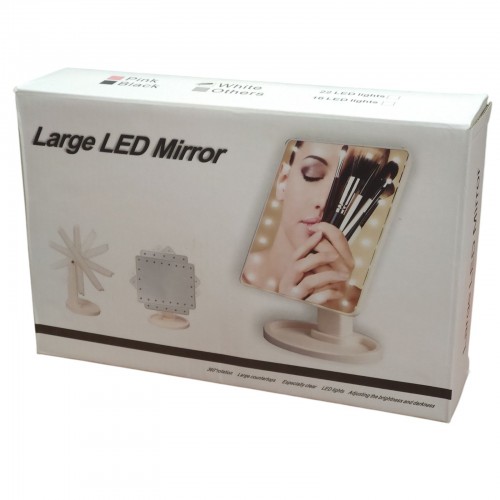 Настольное зеркало WH-085 с подсветкой 16 LED MIRROR 21.5x17 см Белые
