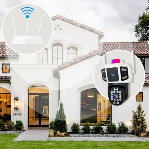Уличная WiFi камера видеонаблюдения 3MP, FullHD, 2 объектива, YC101  IP камера наблюдения  Поворотная камера