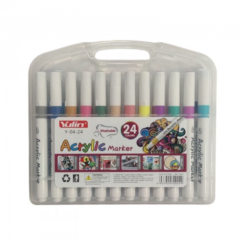 Набор акриловых маркеров 24 штук на водной основе в кейсе Acrylic Marker Y 04 Набор акриловых маркеров 24 штук на водной основе в кейсе Acrylic Marker Y 04