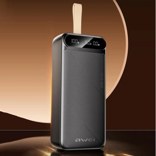 Зовнішній акумулятор Power bank Awei PA12 30000mAh PD22,5W+швидка заряджання акумулятор зарядка Чорний