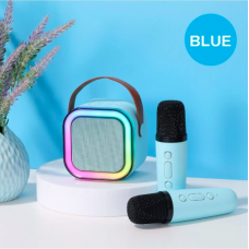 Портативна колонка з двома караоке мікрофонами та RGB підсвічуванням Winso K12 10W Bluetooth, USB, microSD, AUX, Type-C Блакитний