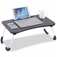 Складной деревянный столик для ноутбука и планшета 59х40х30 см Черный