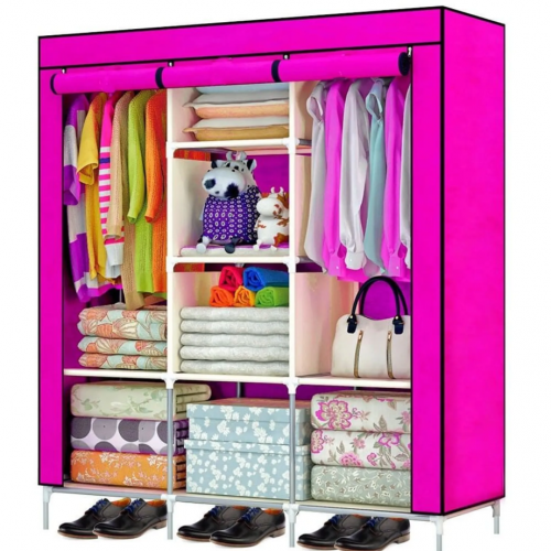 Складной тканевый шкаф, шкаф для одежды Storage Wardrobe 88130 на 3 секции Розовый Складной тканевый шкаф, шкаф для одежды Storage Wardrobe 88130 на 3 секции Розовый