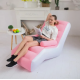 Надувной диван-кресло с подлокотником Inflatable Sofa 80x140x85 см со встроенным насосом Розовый
