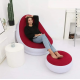 Надувное кресло диван 2в1 с пуфиком для ног A-Sofa до 150 кг Белый с красным