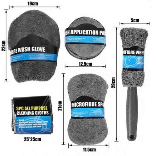 Набор полотенец из микрофибры 9 в 1 для мытья автомобиля Набор полотенец из микрофибры 9 в 1 для мытья автомобиля
