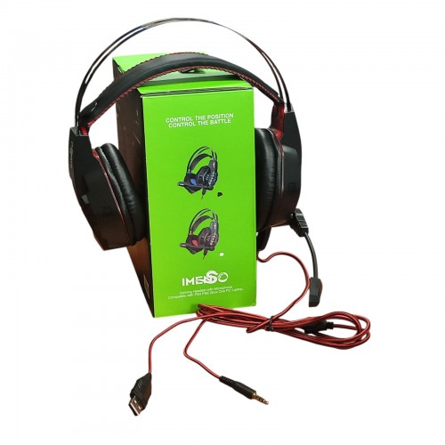 Игровые проводные наушники IMENSO IMS-E1007 RGB USB+3.5 Красные