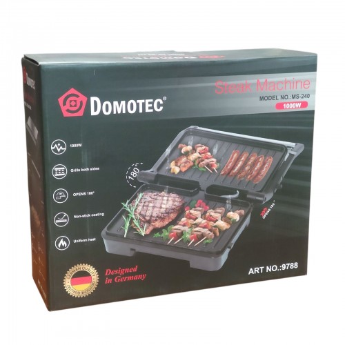 Контактный электрогриль Domotec MS-240 1000Вт с антипригарным покрытием