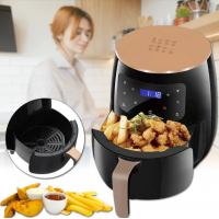 Аэрофритюрница с дисплеем и чашей на 6 литров для приготовления без масла Maxtop 3600W Черная