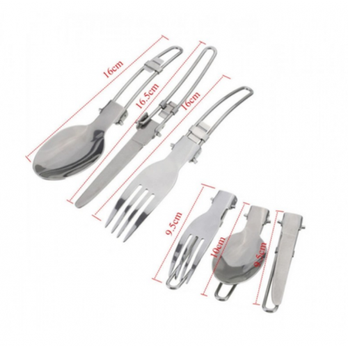 Набор туристической металлической посуды для походов Camping cooking DM 308 с карабином Черный с оранжевым