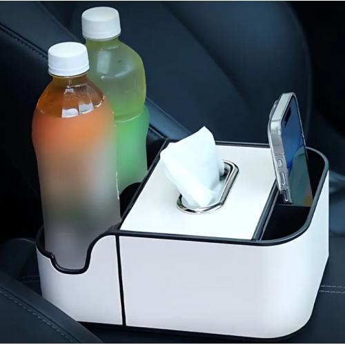 Автомобильный подлокотник-органайзер с двумя подстаканниками и коробкой для салфеток