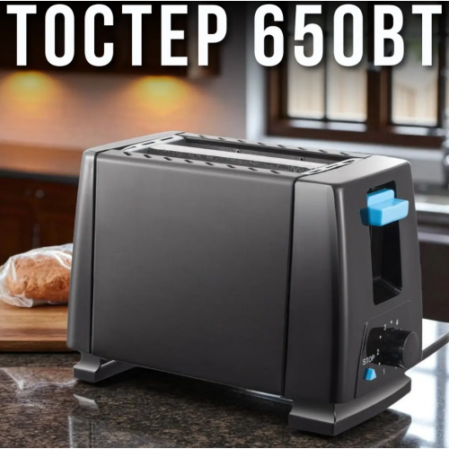 Тостер с регулировкой поджаривания и съёмным поддоном Domotec MS-263 600W Тостер с регулировкой поджаривания и съёмным поддоном Domotec MS-263 600W