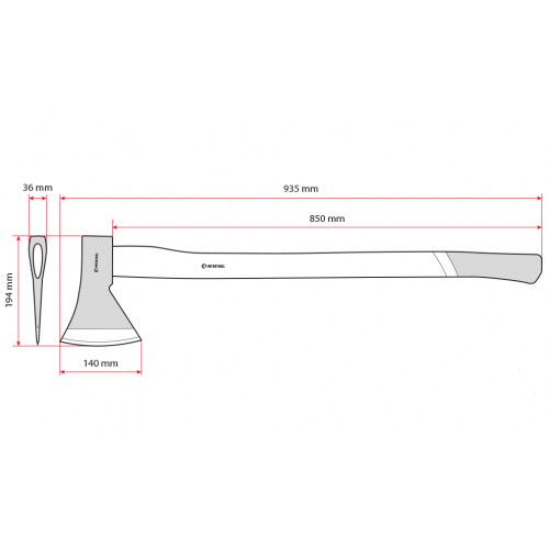Топор 1600г, ручка пекан INTERTOOL HT-0271