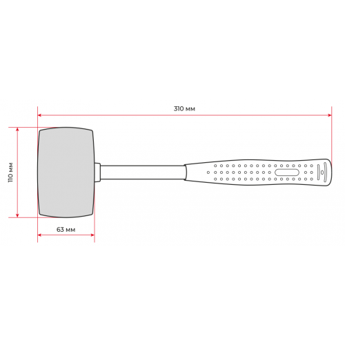 Киянка резиновая 680 г, 80 мм, белая резина, металлическая ручка INTERTOOL HT-0235
