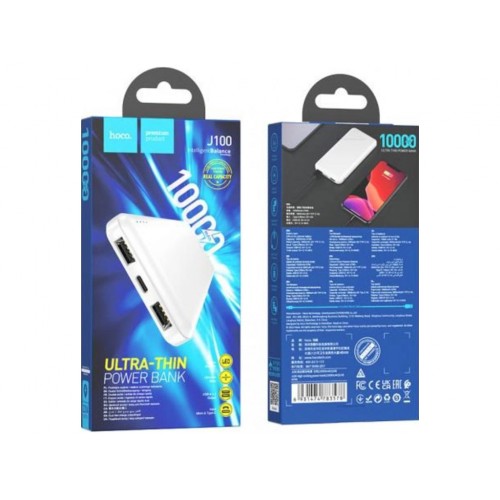 Внешний аккумулятор Power bank HOCO J100 10000 mAh батарея зарядка Белый