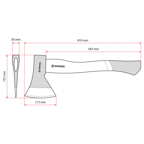 Топор 800 г, ручка пекан, 48-57 HRC INTERTOOL HT-0257