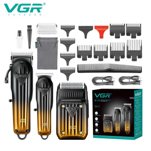 Профессиональный набор машинок 3в1 VGR V-644 аккумуляторная машинка для стрижки, триммер и электробритва
