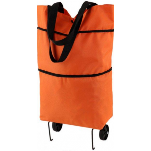 Универсальная складная портативная тележка-сумка для покупок на колесиках Оранжевая
