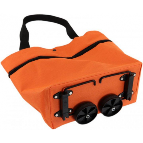 Универсальная складная портативная тележка-сумка для покупок на колесиках Оранжевая
