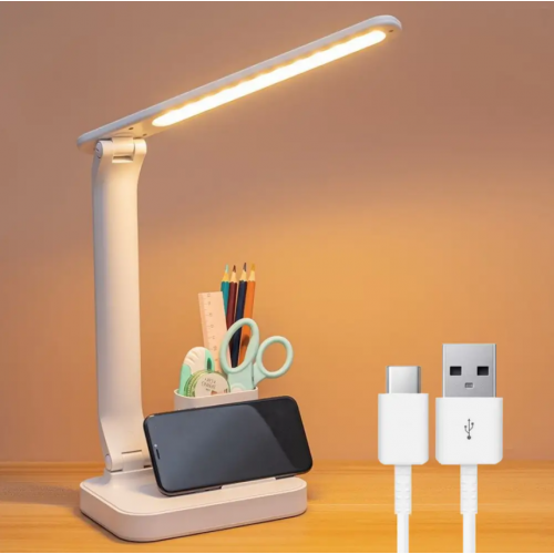 Настольная аккумуляторная LED-лампа BL-A6 с подставкой для гаджетов зарядка от USB Белая