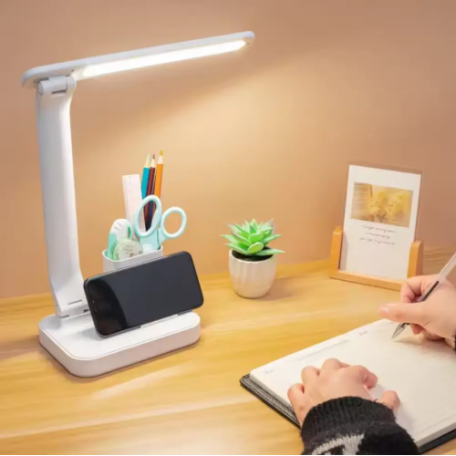 Настольная аккумуляторная LED-лампа BL-A6 с подставкой для гаджетов зарядка от USB Белая
