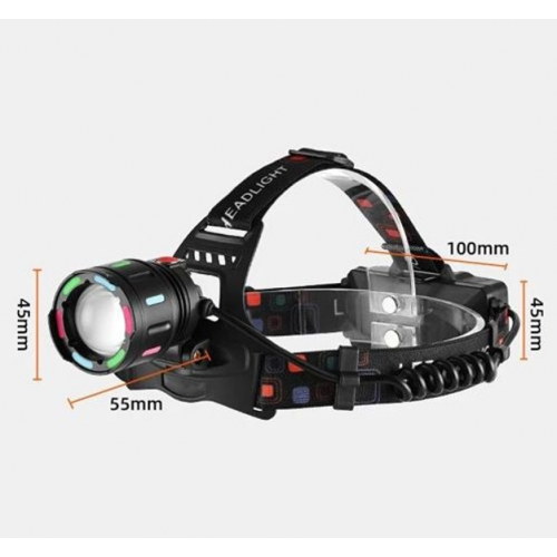 Фонарь аккумуляторный налобный с флуоресцентной окраской SY-8087-PM10-TG фонарик