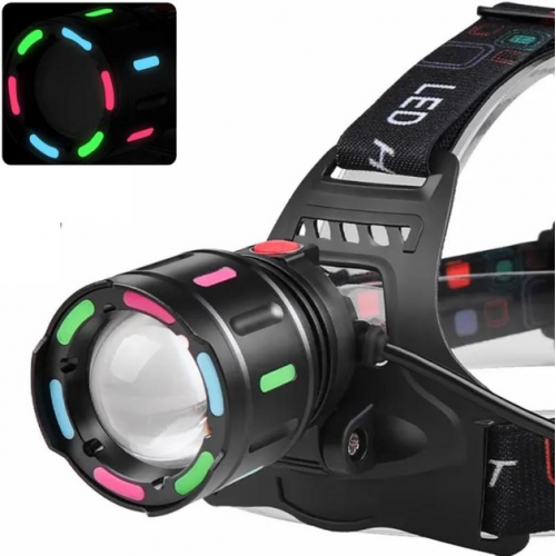 Фонарь аккумуляторный налобный с флуоресцентной окраской SY-8087-PM10-TG фонарик