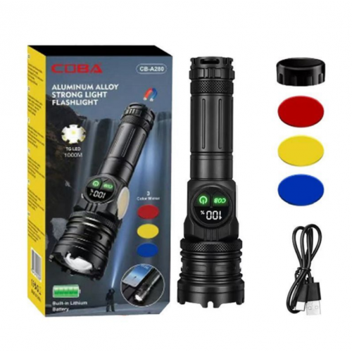 Аккумуляторный фонарь с боковым светом и фильтрами СОВА CB-A280-TG+COB