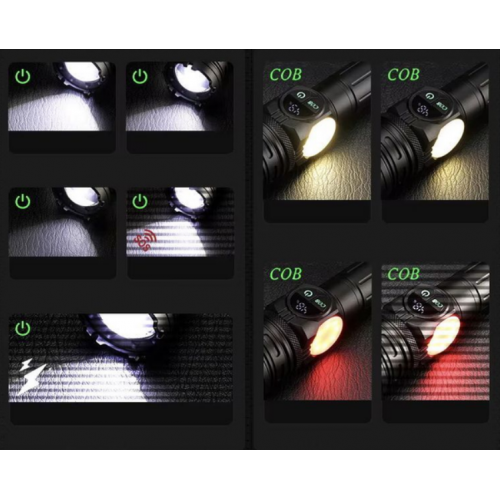 Аккумуляторный фонарь с боковым светом и фильтрами СОВА CB-A280-TG+COB