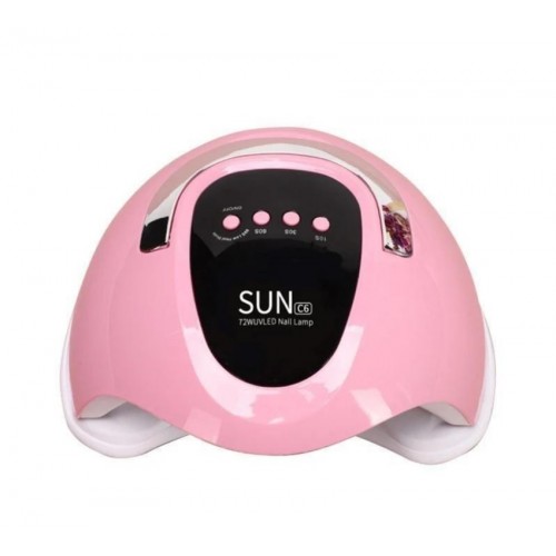 Лампа для маникюра с таймером 72Вт, от сети, SUN C6 / Лампа для ногтей / Сушилка для ногтей Розовая