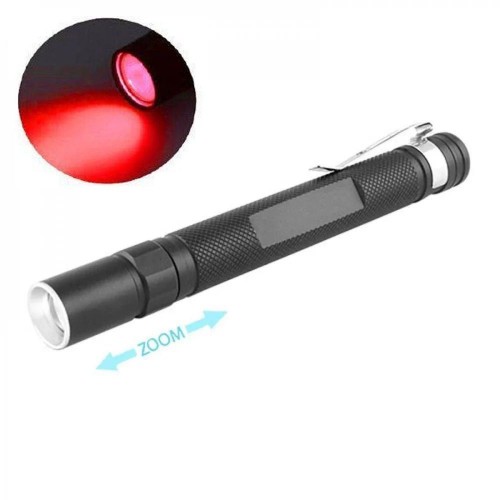 Фонарь ручной 706-XPE с красным светом, 2хААА, 1 режим, zoom, зажим фонарик