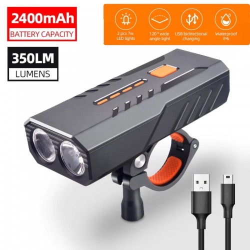 Велофара BC25S, 350LM, индикация заряда, Power Bank, Li-Ion аккумулятор, вело фонарь