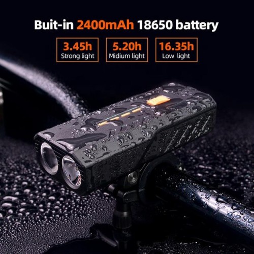 Велофара BC25S, 350LM, индикация заряда, Power Bank, Li-Ion аккумулятор, вело фонарь