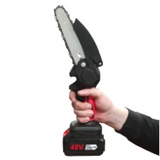 Бесщеточная Аккумуляторная цепная мини-пила 6 inch Electric SAW в кейсе 2 аккумулятора Красная