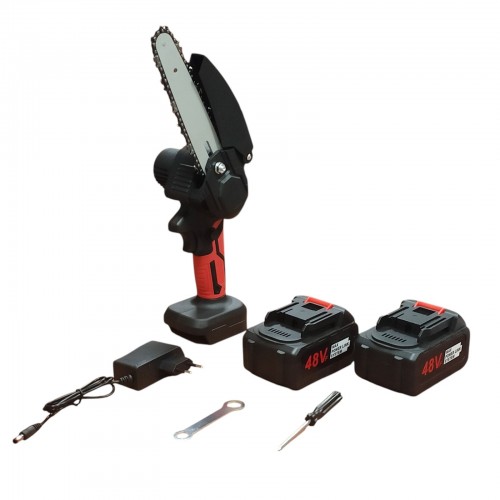 Бесщеточная Аккумуляторная цепная мини-пила 6 inch Electric SAW в кейсе 2 аккумулятора Красная