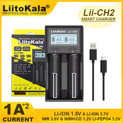 Универсальная зарядка для аккумуляторов LiitoKala Lii-CH2, 2xАА/ААА, 26650, 21700, 20700, 18650, 18490, 18350 Универсальная зарядка для аккумуляторов LiitoKala Lii-CH2, 2xАА/ААА, 26650, 21700, 20700, 18650, 18490, 18350