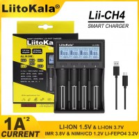 Зарядное устройство для Liitokala Lii-CH4, 4 канала, Li-1.5/Ni-Mh/Li-ion/LiFePO4/Li-HiV, USB-C, LCD