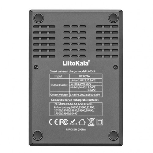Зарядное устройство для Liitokala Lii-CH4, 4 канала, Li-1.5/Ni-Mh/Li-ion/LiFePO4/Li-HiV, USB-C, LCD
