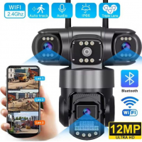 Уличная поворотная SC-28-4G камера видеонаблюдения на сим-карте V380PRO на три линзы 12MP