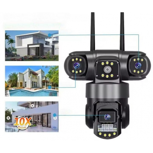 Камера наружная поворотная уличная WIFI V380 SC28-W FULL-HD Ночная сьемка 3 объектива