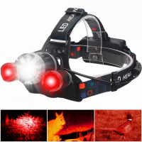 Фонарь налобный с красным светом PLD 3000-T6+2XPE (RED), 2x18650, ЗУ Type-C