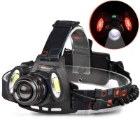 Фонарь налобный с красным светом 2117-T6+2COP (RED), 2x18650, ЗУ micro USB