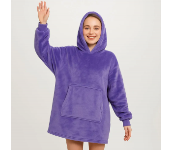 Толстовка-плед с капюшоном Huggle Hoodie Ultra Plush Blanket | Плюшевая кофта | Плед с рукавами Oversize Фиолетовый