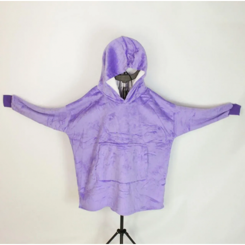 Толстовка-плед с капюшоном Huggle Hoodie Ultra Plush Blanket | Плюшевая кофта | Плед с рукавами Oversize Фиолетовый