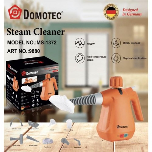 Ручной пароочиститель с комплектом насадок и баком 350 мл Domotec MS-1372 1000 Вт