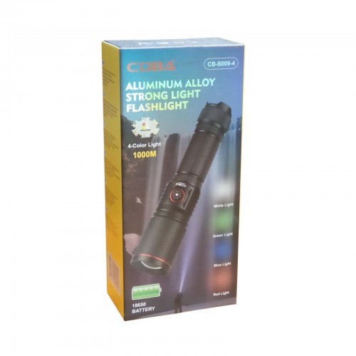 Аккумуляторный фонарь с белым, красным, зелёным, синим светом СОВА CB-S009-4 Серый