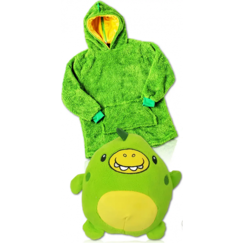 Детская игрушка-толстовка плед трансформер с капюшоном и рукавами 2 в 1 Huggle Pets Hoodie Зелёный