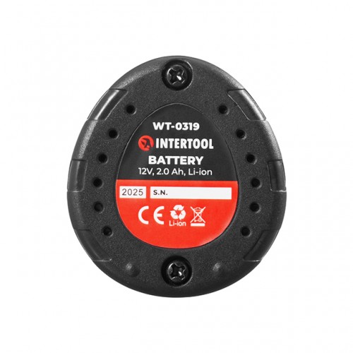 Аккумулятор, 12 В, Li-Ion, 2,0 Ач, для дрели-шуруповерта WT-0310/WT-0318/WT-0322 INTERTOOL WT-0319 